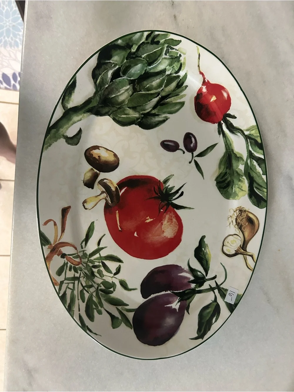 Pier 1 Fresco collection stoneware Serving Platter Plate Garden Vegetable